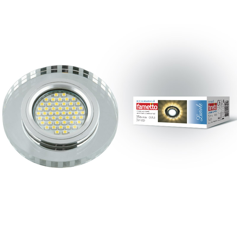 DLS-L127 GU5.3 CHROME/GLASSY Светильник декоративный встраиваемый, серия Luciole. Без лампы, цоколь DLS-L127 GU5.3 CHROME/GLASSY Светильник декоративный встраиваемый, серия Luciole. Без лампы, цоколь